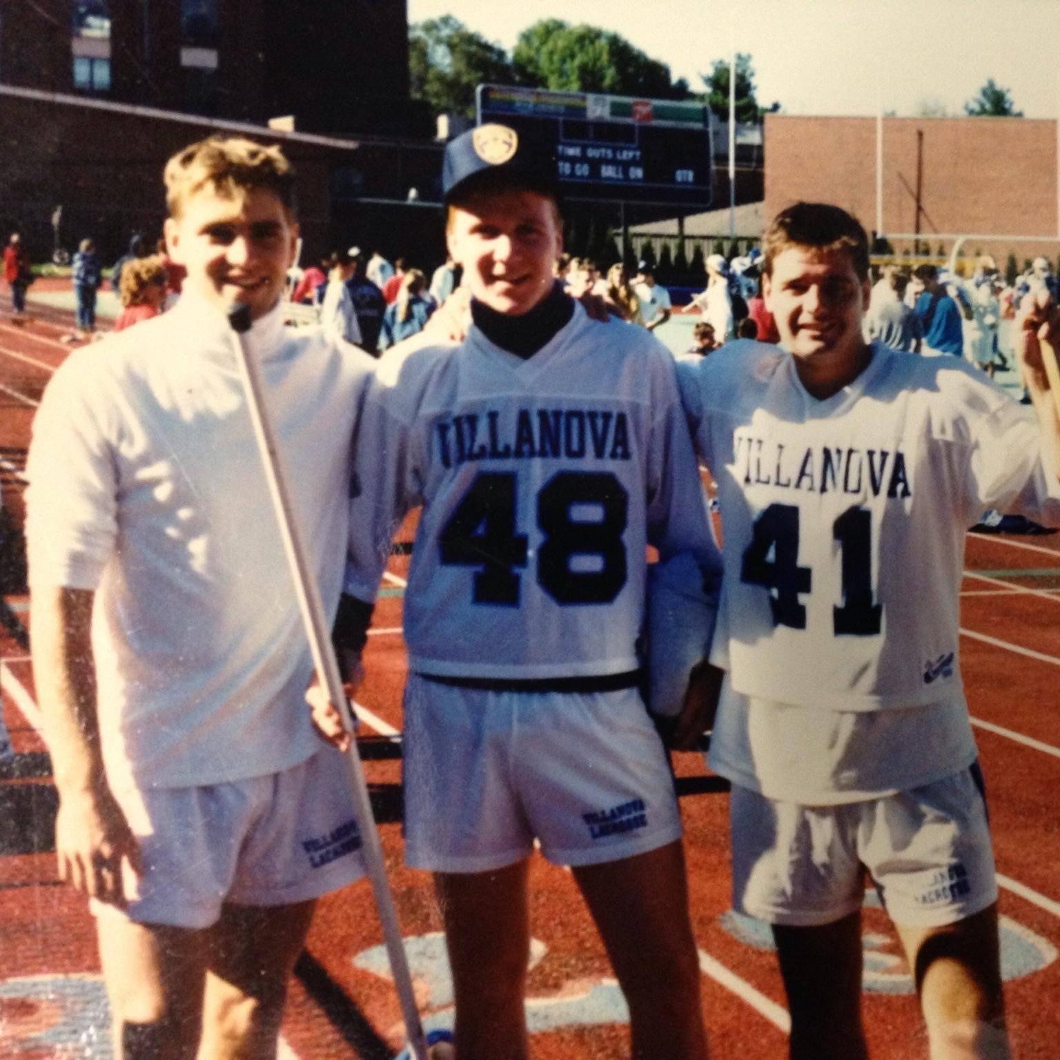 Patrick Tighe with his Villanova lacrosse teammates